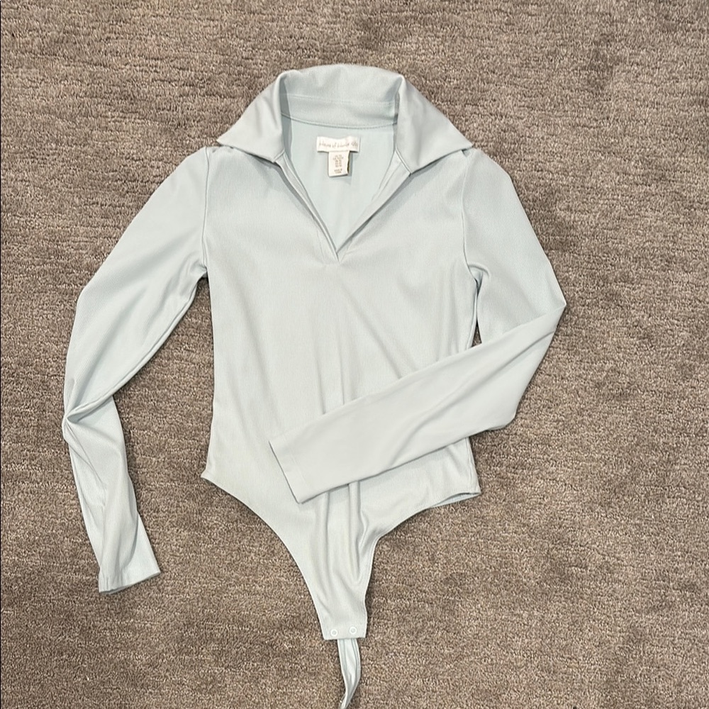 Light Blue House of Harlow Long Sleeve Bodysuit